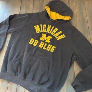 Michigan Wolverines Maize Gold GO BLUE Hoodie Campus Heritage Mens Size L (Y8)